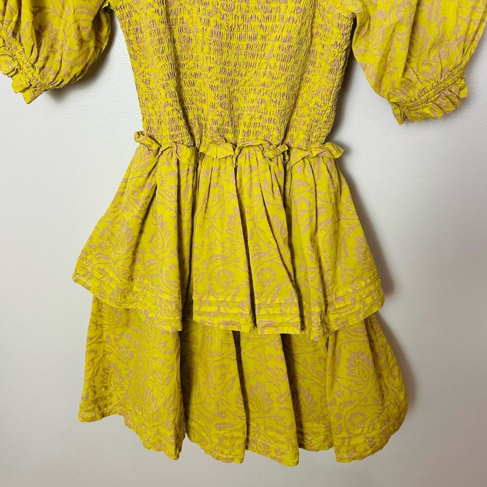 Cleobella Luna Mini Dress Women’s Size XS Organic Cotton Puff Sleeve Tiered - Picture 7 of 16